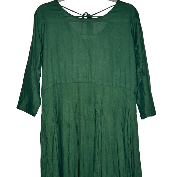 GoSriki Green Boho Maxi Dress With Tassel Tie Neck & Embroidered Hem - Size L - Picture 6 of 12